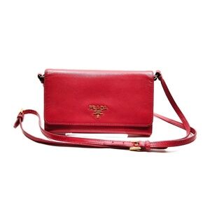 Prada Saffiano Crossbody Leather Wallet